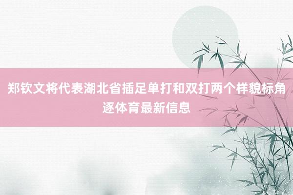 郑钦文将代表湖北省插足单打和双打两个样貌标角逐体育最新信息