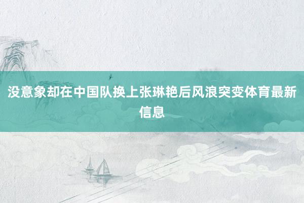 没意象却在中国队换上张琳艳后风浪突变体育最新信息