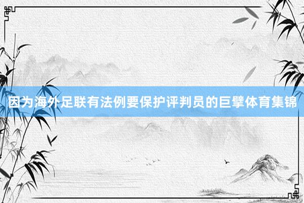 因为海外足联有法例要保护评判员的巨擘体育集锦
