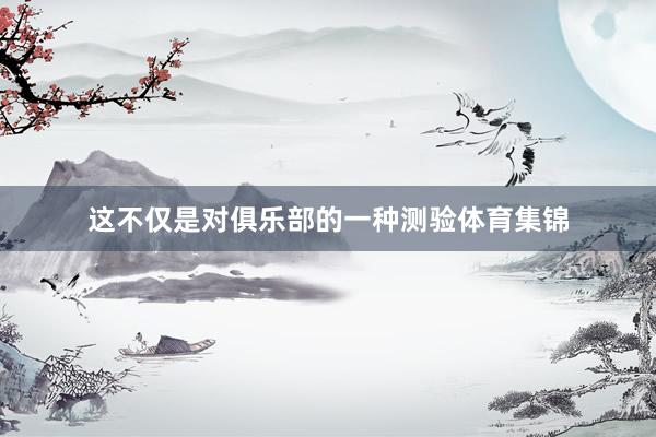 这不仅是对俱乐部的一种测验体育集锦