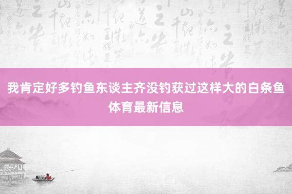 我肯定好多钓鱼东谈主齐没钓获过这样大的白条鱼体育最新信息 我肯定好多钓鱼东谈主齐没钓获过这样大的白条鱼体育最新信息